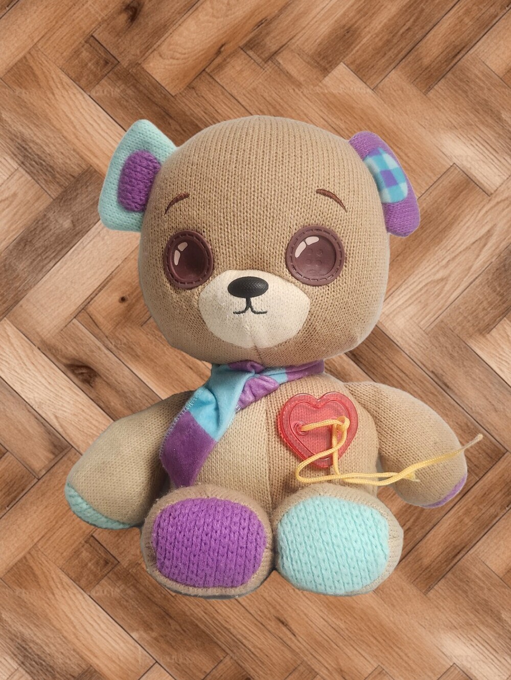 🛍️ ✨ Adorable "My Best Friend Is" Patchwork Knit Teddy Bear Plush ✨ WORKS